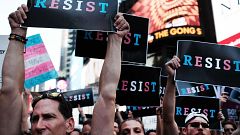 Image: Anti-Trump Protesters Demonstrate In Times Square Against Trump Anno