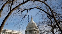 Image: The U.S. Capitol is seen from behind trees after President Donald Tr