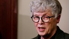 Image: Michigan State University (MSU) President Lou Anna Simon speaks afte