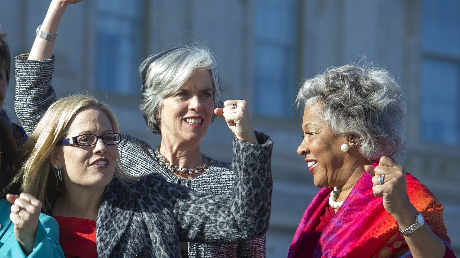 Image: From left, Rep. Kyrsten Sinema, D-Ariz., Rep. Katherine Clark, D-Mas