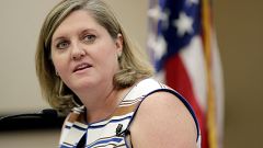 Image: Democratic National Committee CEOJess O'Connell speaks during a news