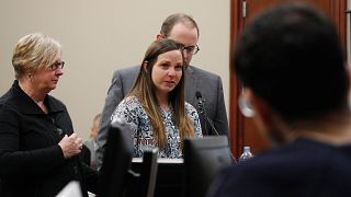 Image: Victim Brianne Randall speaks at the sentencing hearing for Larry Na