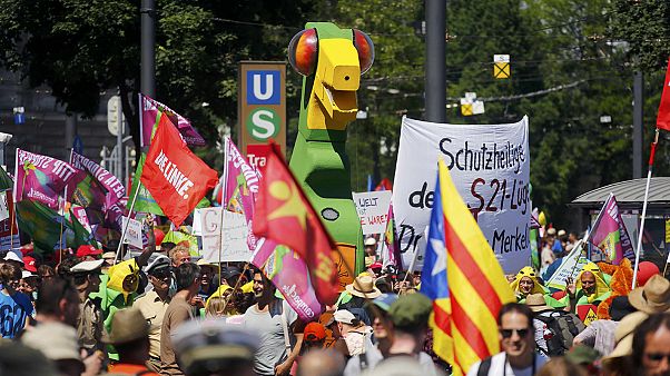 Plus de vingt mille manifestants défilent à Munich contre le G7 Plus de vingt mille manifestants défilent à Munich contre le G7