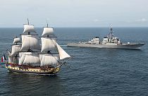 Átkelt az óceánon az 1780-as francia hadihajó mása