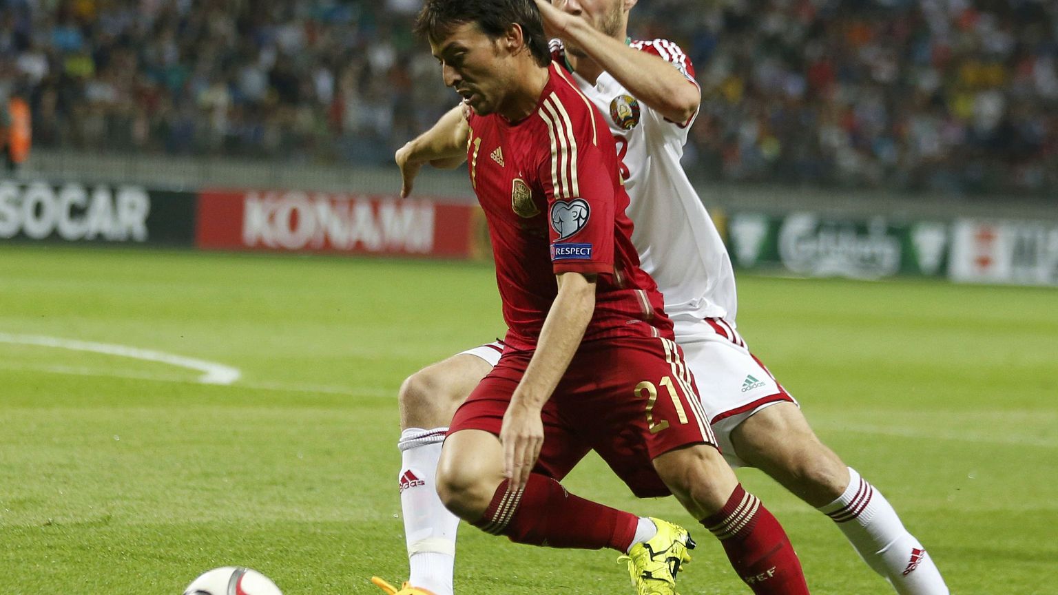 Silva da la victoria a España frente a Bielorrusia