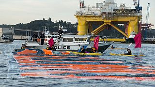 Protesta en Seattle contra las prospecciones de Shell en el Ártico