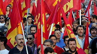 Yunan sol partiler AB'yi protesto etti