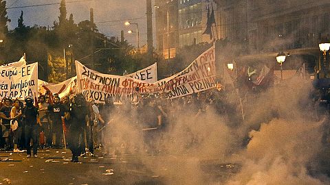Violence as Greek protesters clash with police