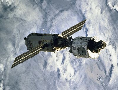 The Zarya Control Module off the ISS after it was mated with the Unity Node, right, in 1998.