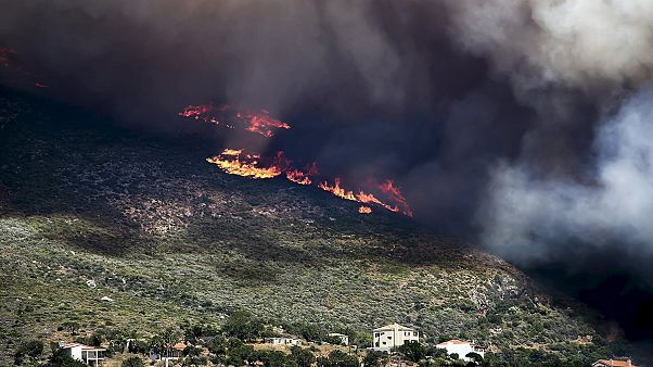 Residents flee as strong winds fuel spread of Greece wildfires Residents flee as strong winds fuel spread of Greece wildfires