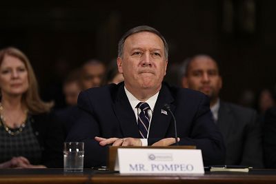 Rep. Mike Pompeo (R-KS) attends his confirmation hearing as CIA director before the Senate Select Intelligence Committee on Jan. 12, 2017.
