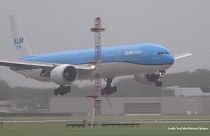 Watch: dramatic landing of KLM plane at Schiphol Airport