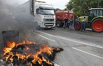 Los camiones alemanes y españoles atacados por los agricultores franceses