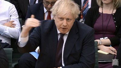 Britain\'s Foreign Secretary Boris Johnson speaks in Parliament on Wednesday.