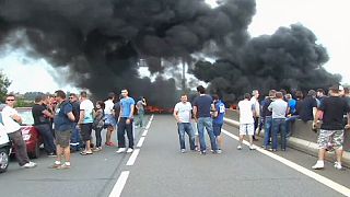 Protest von Fährarbeitern in Calais
