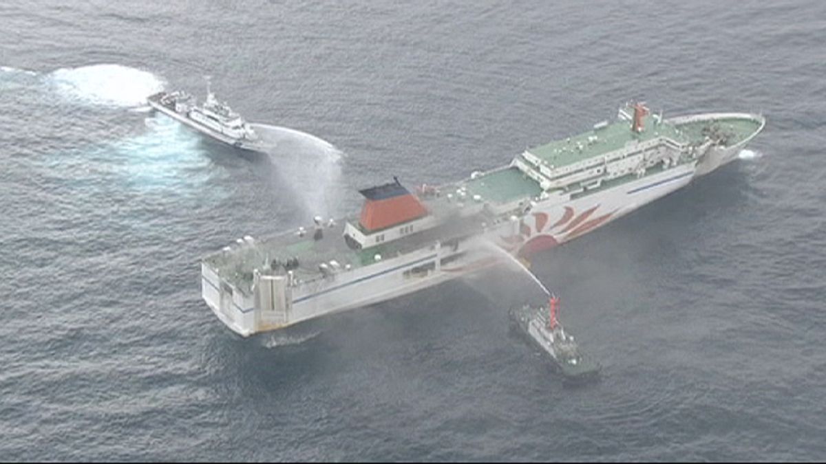 آتش سوزی درون یک کشتی در شمال ژاپن