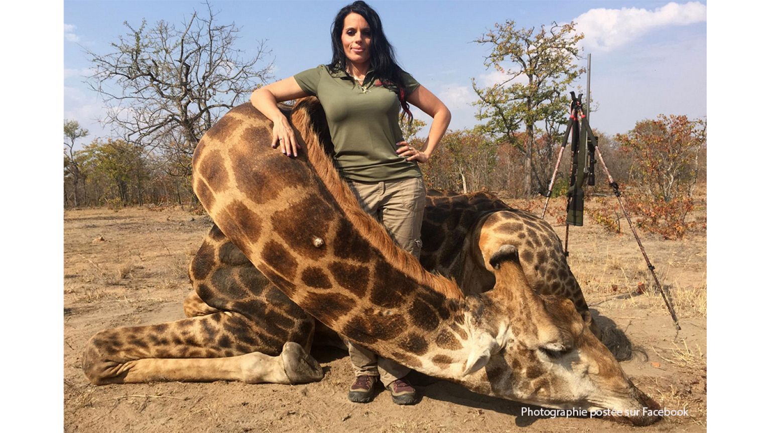 Tollé sur internet : une chasseuse pose auprès d'un cadavre de girafe
