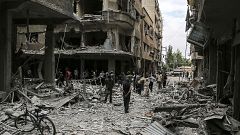 Image: Syrian army carries out vacuum bomb attack in eastern Gouta