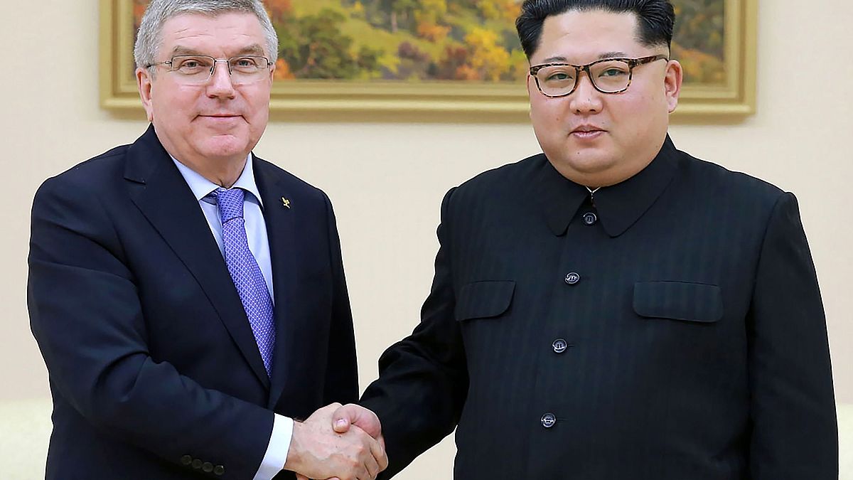 Image: North Korea's Kim Jong-Un meets Olympic chief Thomas Bach in Pyongya