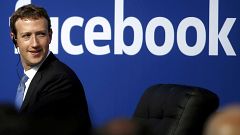 Image: Facebook CEO Zuckerberg during a town hall at Facebook's headquarter