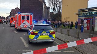 Image: Emergency services respond to an incident at the Auf dem Damm subway