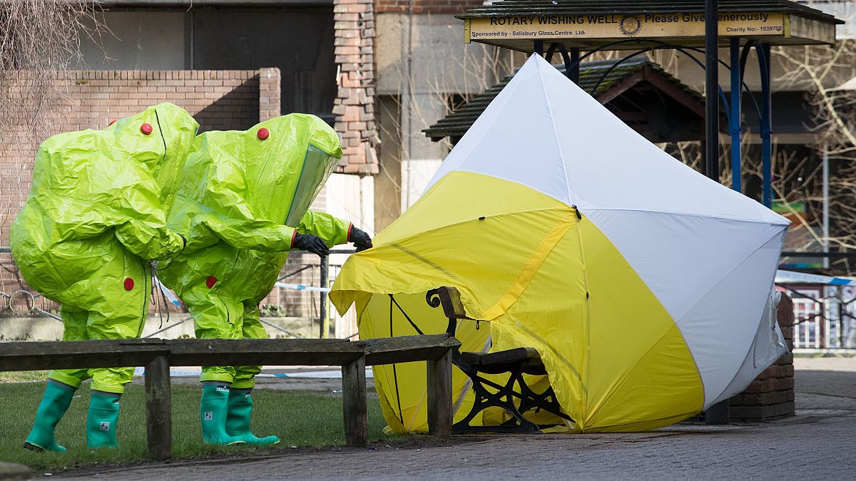 Image: Forensic experts at the scene in Salisbury, England where ex-spy Ser