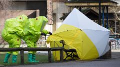 Image: Forensic experts at the scene in Salisbury, England where ex-spy Ser