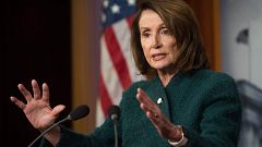 Image: House Democratic Leader Nancy Pelosi speaks about the Omnibus budget