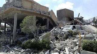 Image: Damage to the Syrian Scientific Research Center after it was attacke