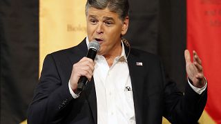 Image: Sean Hannity speaks during a campaign rally for Republican president