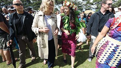 Prime Minister of New Zealand Jacinda Ardern, right, with NBC\'s Cynthia McFadden.