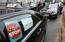 Bruxelas: Taxistas europeus em protesto contra aplicação para telemóveis "Uber"