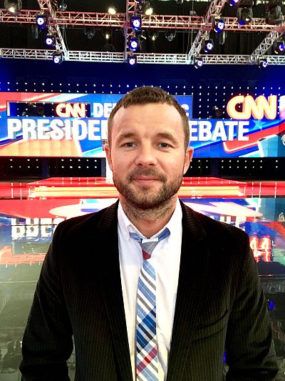 Vitali Shkliarov at a debate between Hillary Clinton and Bernie Sanders in New York in April 2016.