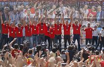 Fiesta in Madrid as basketball champs celebrate