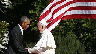 Recibimiento por todo lo alto al papa Francisco en la Casa Blanca