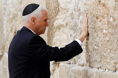 Vice President Mike Pence at the Western Wall, Judaism\'s holiest prayer site, in Jerusalem\'s Old City on Jan. 23.