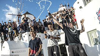 Greek freejumper delights crowds in Santorini in the Redbull Art of Motion 2015 finals