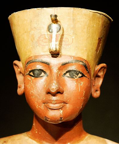 The mannequin head, carved of wood, of Tutankhamun at the Museum of Art in Fort Lauderdale, Florida, in December 2005.