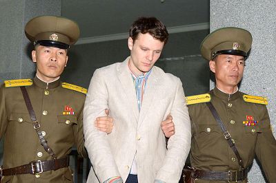 Otto Warmbier is taken to a court in Pyongyang, North Korea, in 2016.