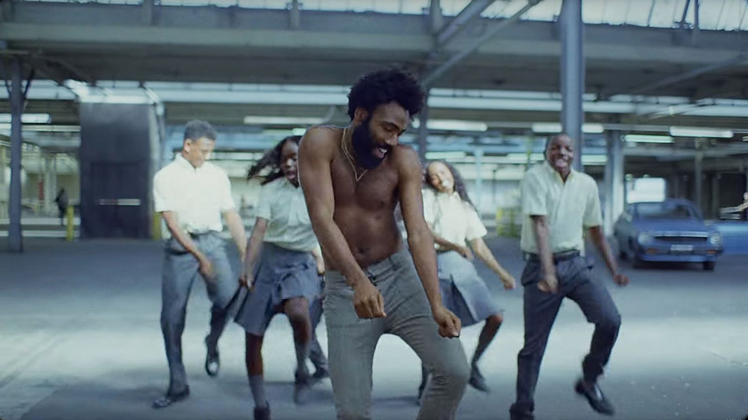 Image: A scene from Childish Gambino's "This is America" music video.
