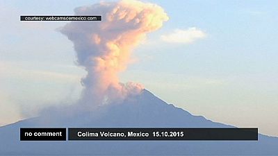Erupción del volcán de Colima, en México