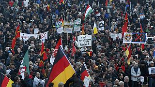 German anti-immigrants Pegida mark first year of existence with Dresden rally