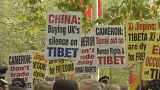 مظاهرات في لندن احتجاجا على زيارة الرئيس الصيني إلى المملكة المتحدة