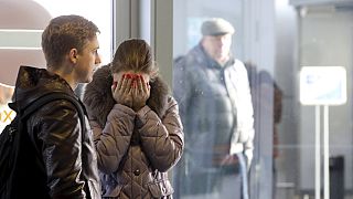 Anxious relatives await news of loved ones at St Petersburg Airport