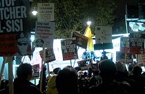 Manifestación contra la visita de Al Sisi en Londres