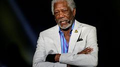 Image: Morgan Freeman speaks during the opening ceremonies of the Invictus 