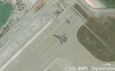 Satellite imagery shows what the CSIS Asia Maritime Transparency Initiative describes as the deployment of several new weapons systems, including a J-11 combat aircraft, at China\'s base on Woody Island in the Paracels, South China Sea May 12, 2018.