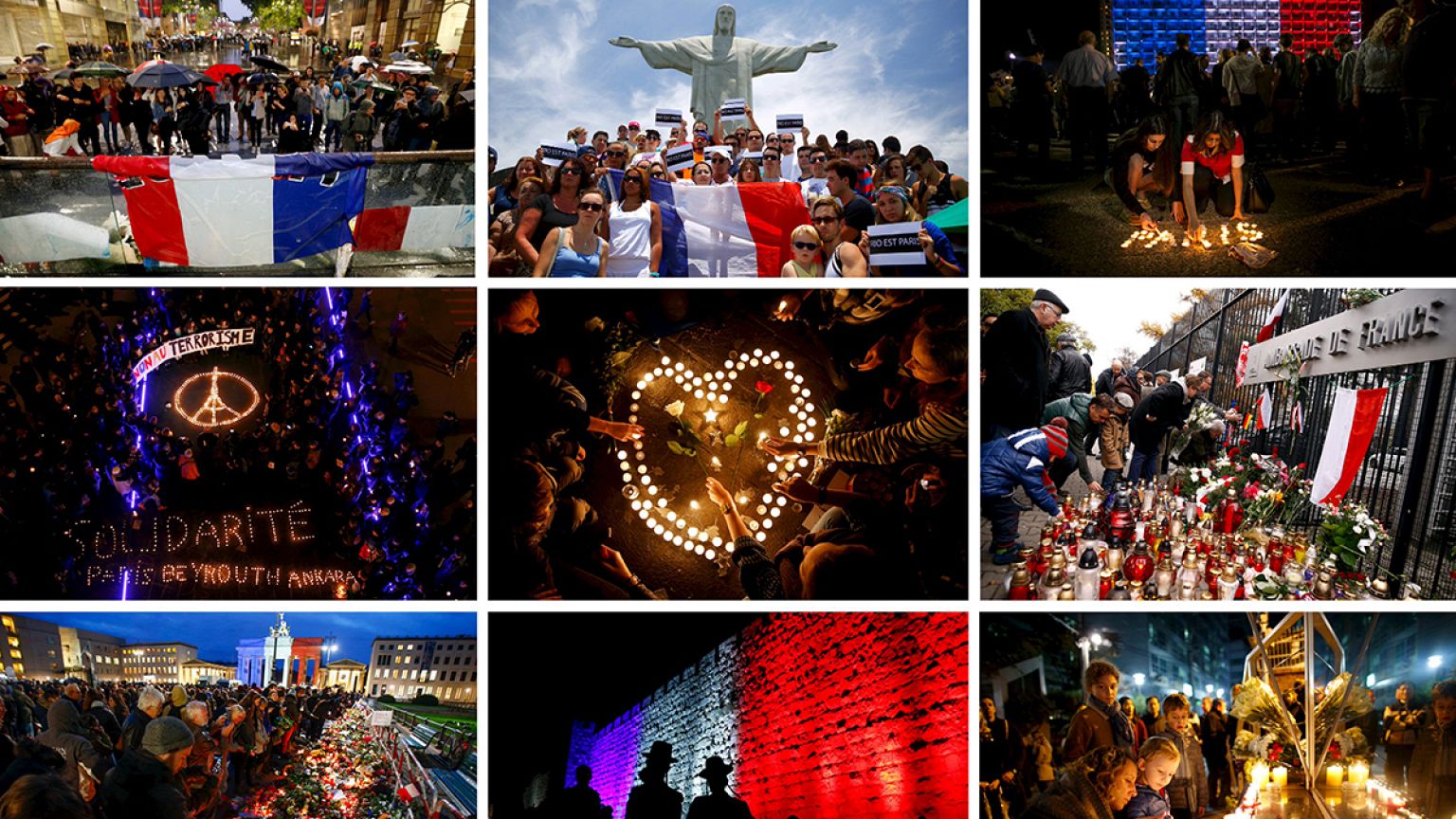 World pays tribute to victims of Paris attacks
