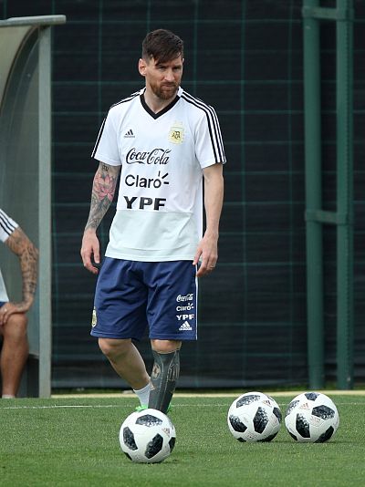 Argentina\'s Lionel Messi during a training session in Barcelona, Spain, on Wednesday.