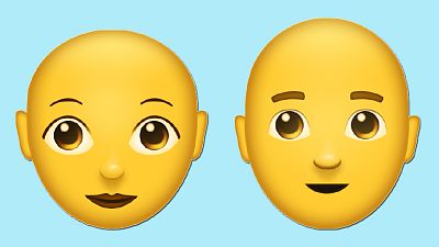 Bald male and female emojis are also an option.